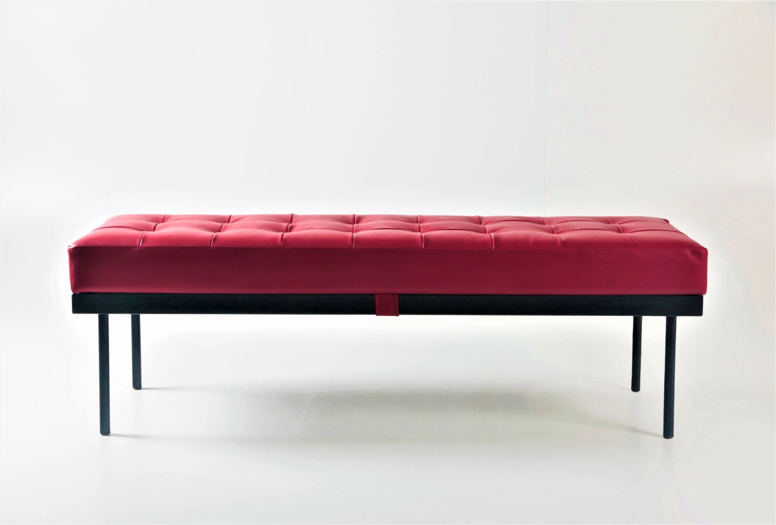 Banqueta de Cuero y Acero – Noma, Cuero Rojo Italiano-1 (1)