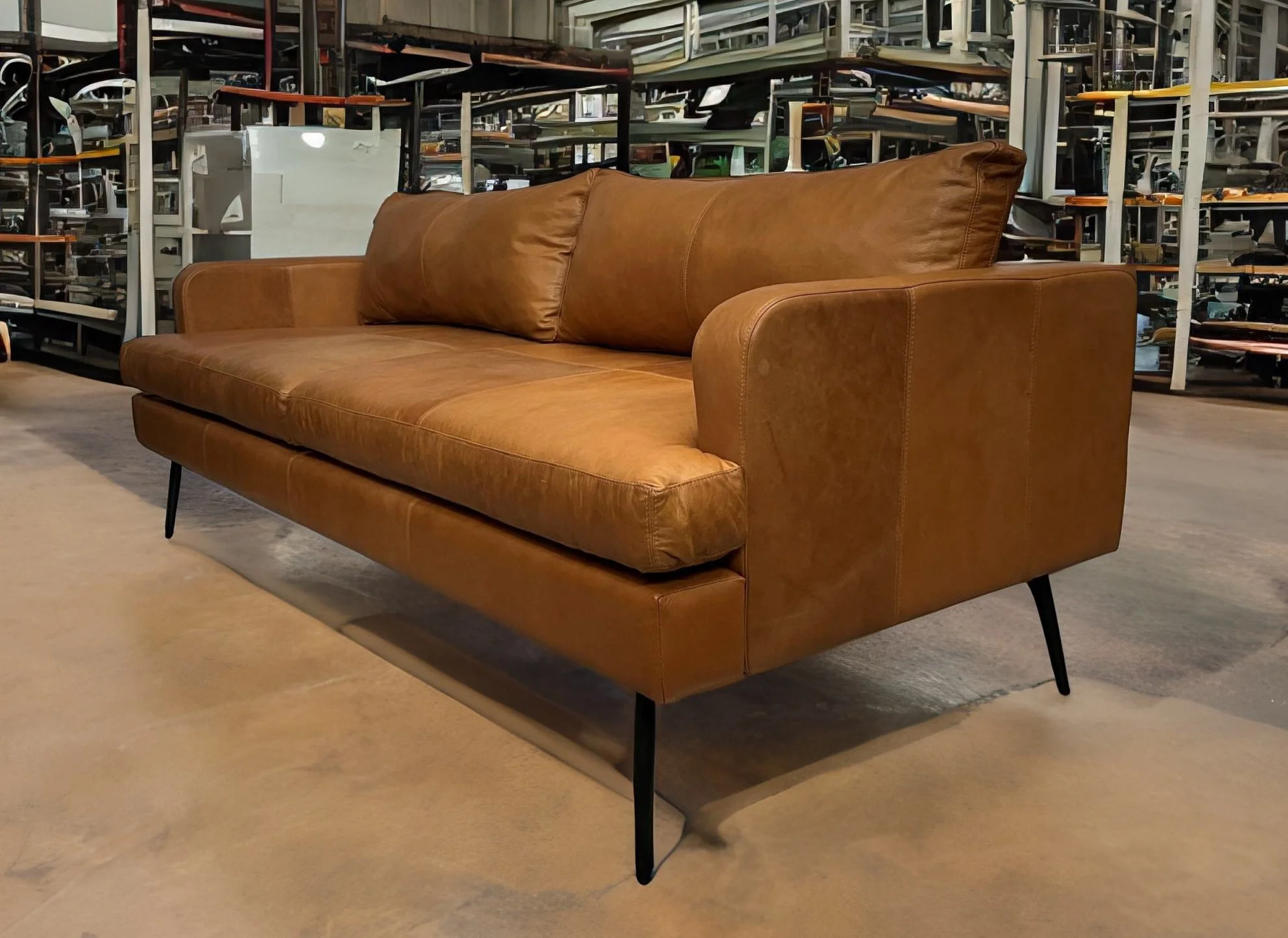Sillon de Cuero – Slim Sasiori Color Rustic Bright Honey, asiento liso, Cuero 100% Natural Uruguayo